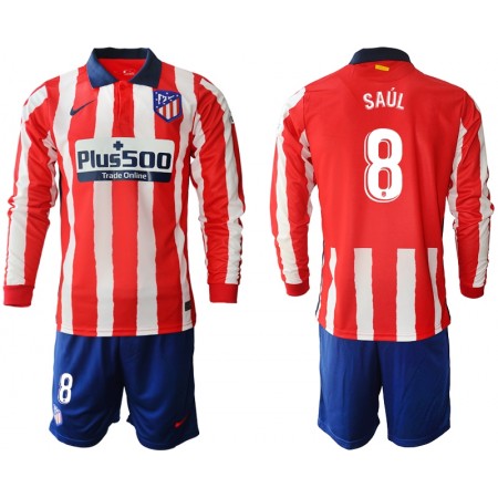 Billiga Fotbollströjor Atlético Madrid Saul Niguez 8 Barn Hemma tröja 2020/21 Långärmad